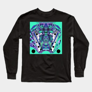 alien in mictlan throne underworld of galactic space in mexican pattern wallpaper Long Sleeve T-Shirt